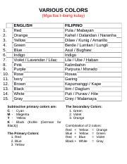 [Solved] halimbawa ng pinagsamang kulay .